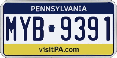 PA license plate MYB9391