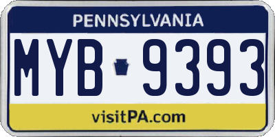 PA license plate MYB9393