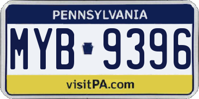 PA license plate MYB9396