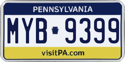 PA license plate MYB9399