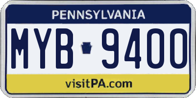 PA license plate MYB9400