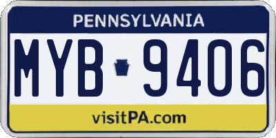 PA license plate MYB9406