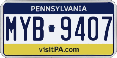 PA license plate MYB9407
