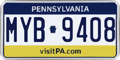 PA license plate MYB9408