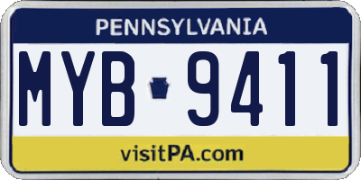 PA license plate MYB9411