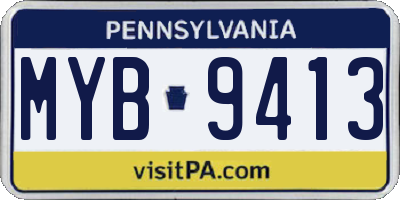 PA license plate MYB9413