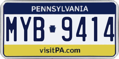 PA license plate MYB9414