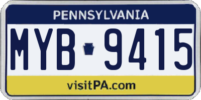 PA license plate MYB9415