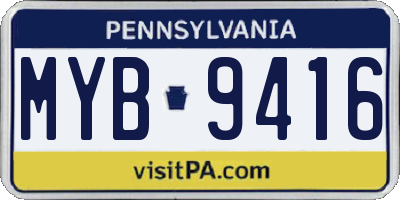 PA license plate MYB9416