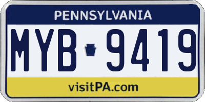PA license plate MYB9419