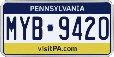 PA license plate MYB9420