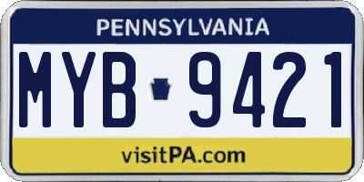 PA license plate MYB9421