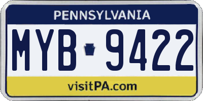 PA license plate MYB9422