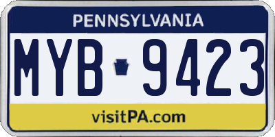 PA license plate MYB9423