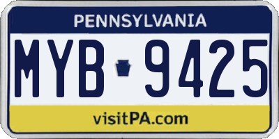 PA license plate MYB9425