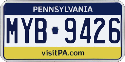 PA license plate MYB9426