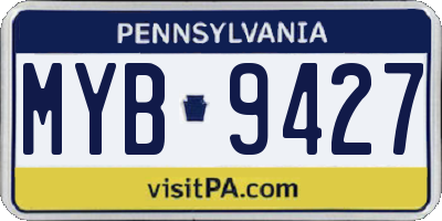 PA license plate MYB9427