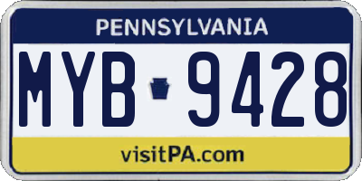 PA license plate MYB9428