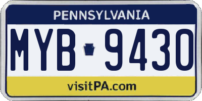 PA license plate MYB9430
