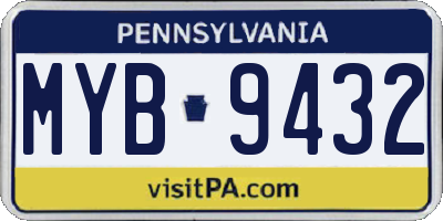 PA license plate MYB9432