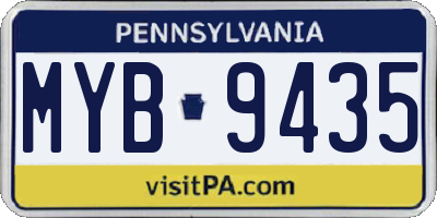 PA license plate MYB9435