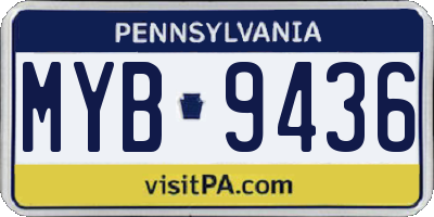 PA license plate MYB9436