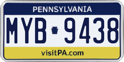 PA license plate MYB9438