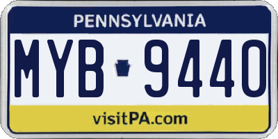PA license plate MYB9440