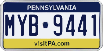 PA license plate MYB9441