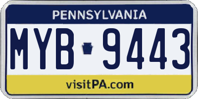 PA license plate MYB9443