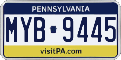 PA license plate MYB9445