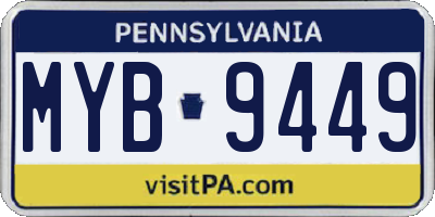 PA license plate MYB9449