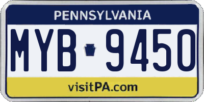 PA license plate MYB9450