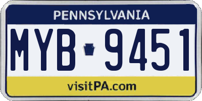 PA license plate MYB9451