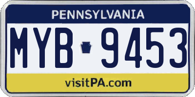 PA license plate MYB9453
