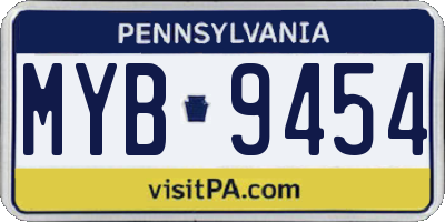 PA license plate MYB9454