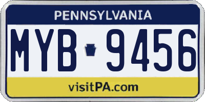 PA license plate MYB9456