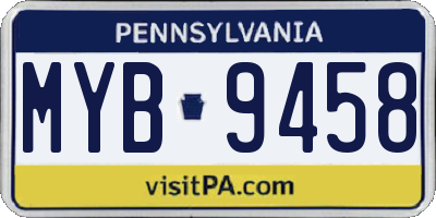 PA license plate MYB9458