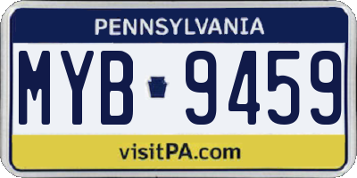 PA license plate MYB9459