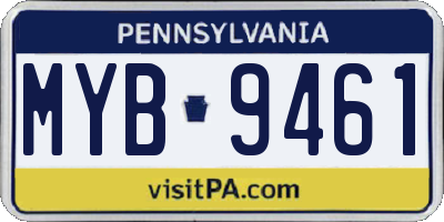 PA license plate MYB9461