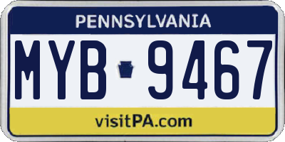 PA license plate MYB9467