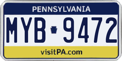 PA license plate MYB9472