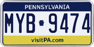 PA license plate MYB9474