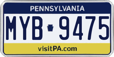 PA license plate MYB9475