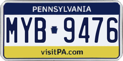 PA license plate MYB9476