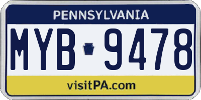 PA license plate MYB9478