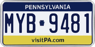 PA license plate MYB9481