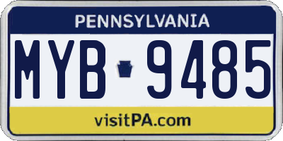 PA license plate MYB9485