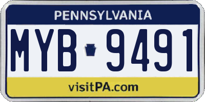 PA license plate MYB9491
