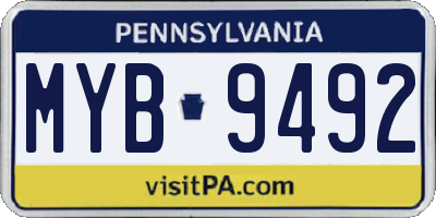 PA license plate MYB9492